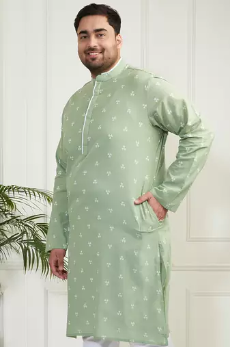 Men's green cotton kurta