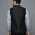 Men solid black nehru jacket with self shine