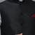 Men solid black nehru jacket with self shine