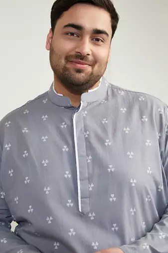 Men's grey cotton kurta