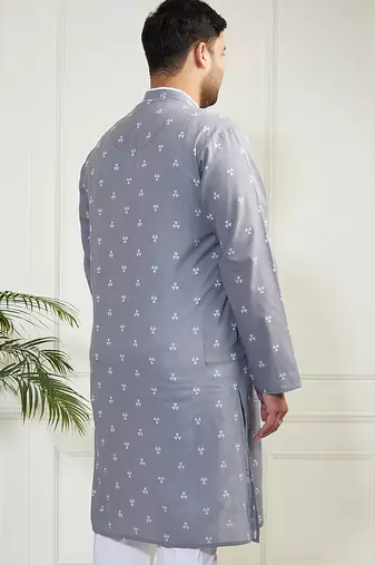 Men's grey cotton kurta