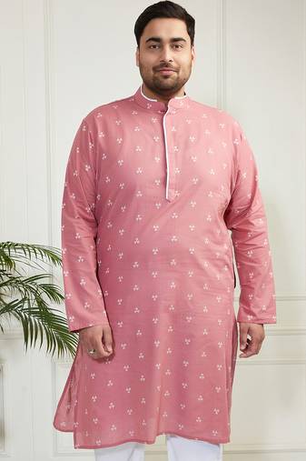 Men's pink cotton kurta