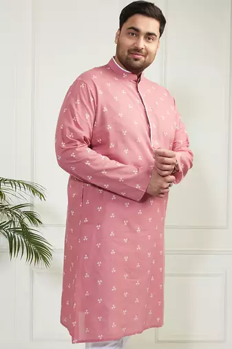 Men's pink cotton kurta
