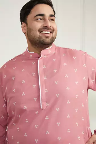 Men's pink cotton kurta
