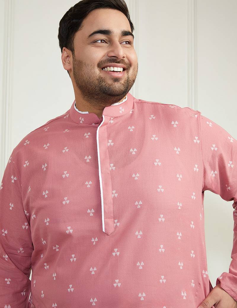Men's pink cotton kurta