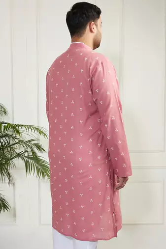 Men's pink cotton kurta