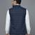 Men blue self design nehru jacket with dark blue chex