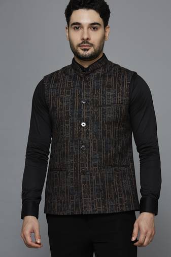 Multicolor abstract print nehru jacket