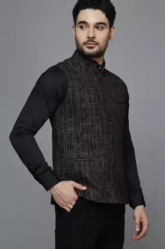 Multicolor abstract print nehru jacket