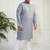 Men's grey and white cotton kurta pyjama set
