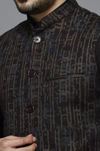 Multicolor abstract print nehru jacket