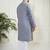 Men's grey and white cotton kurta pyjama set