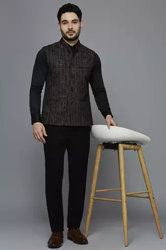 Multicolor abstract print nehru jacket