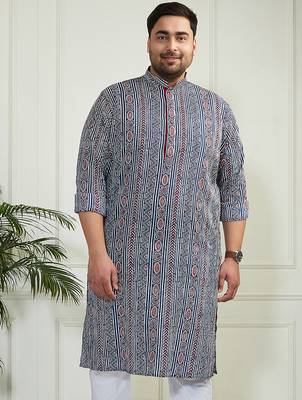 Men's indigo blue cotton kurta 1