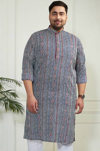 Men's indigo blue cotton kurta