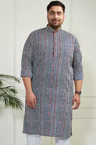 Men's indigo blue cotton kurta