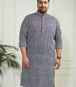 Men's indigo blue cotton kurta