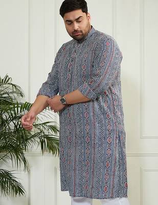 Men's indigo blue cotton kurta 2
