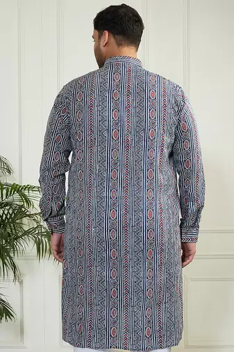 Men's indigo blue cotton kurta