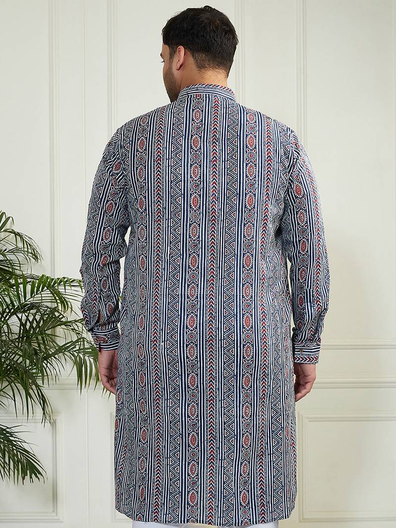 Men's indigo blue cotton kurta