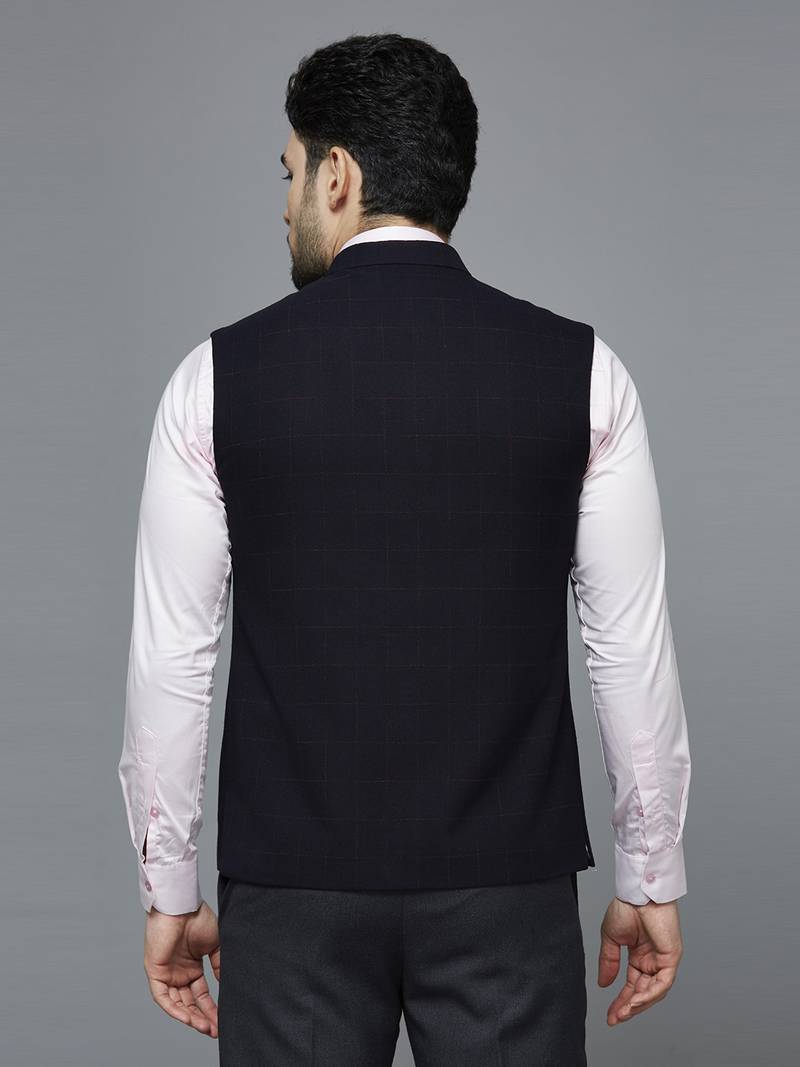 Men Black chex nehru jacket
