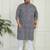 Men's indigo blue white cotton kurta pyjama set