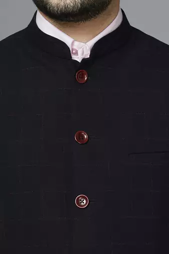 Black chex nehru jacket