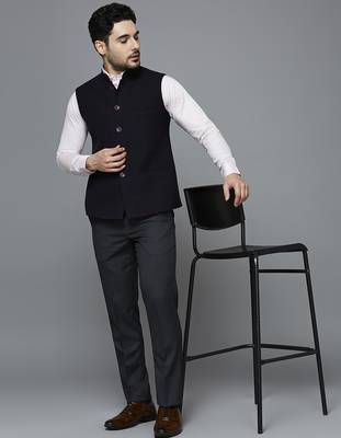 Black chex nehru jacket 5