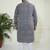 Men's indigo blue white cotton kurta pyjama set