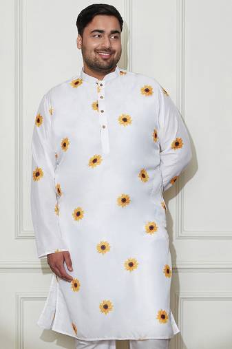 Men's cream cotton blend kurta