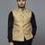 Men golden ethnic motif jacquard nehru jacket