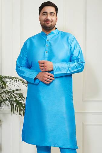 Men's aqua silk blend kurta