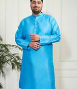 Men's aqua silk blend kurta