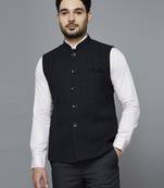 space grey nehru jacket with brown chex