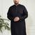 Men's black cotton linen kurta
