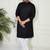 Men's black cotton linen kurta pyjama set