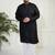 Men's black cotton linen kurta pyjama set
