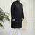 Men's black cotton linen kurta pyjama set