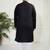 Men's black cotton linen kurta pyjama set