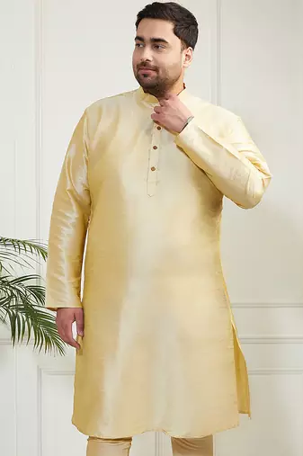 Men's gold silk blend kurta
