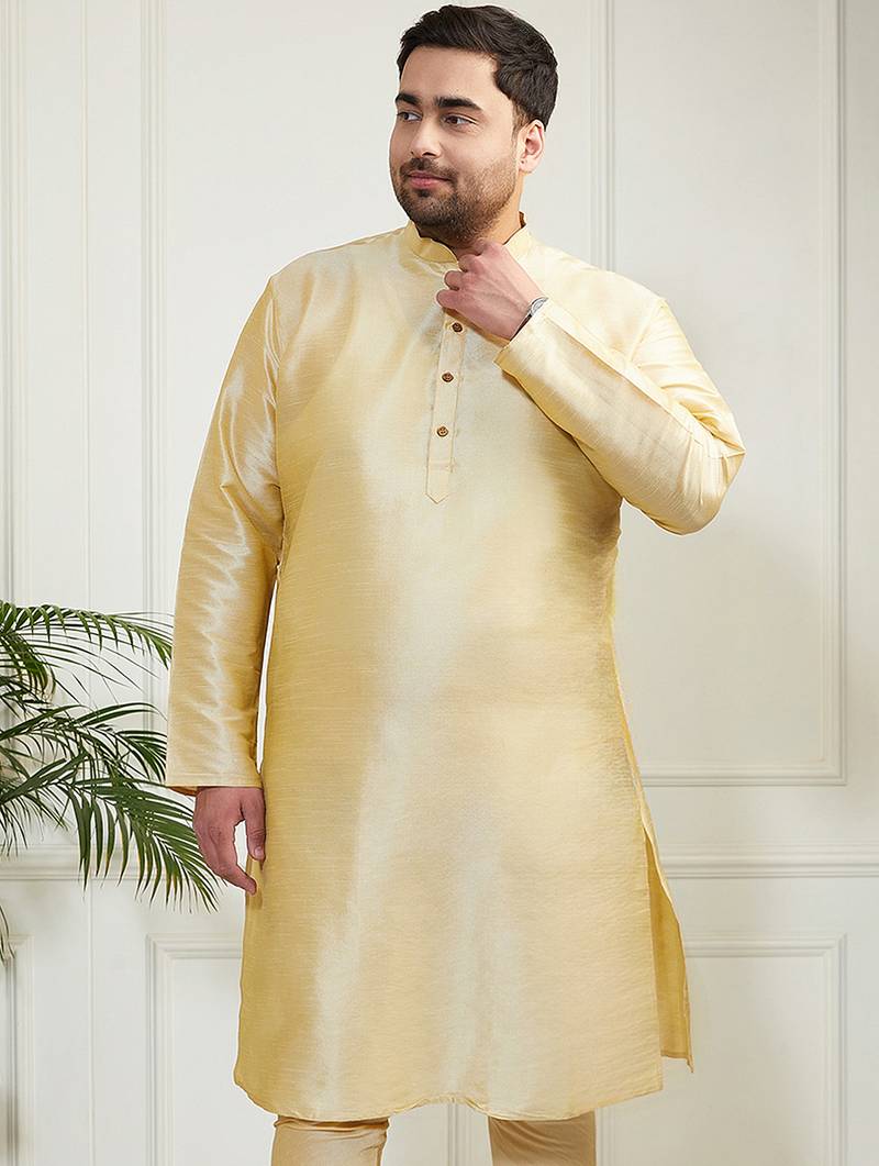 Men's gold silk blend kurta