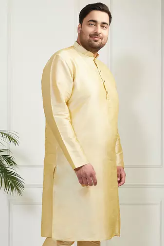 Men's gold silk blend kurta