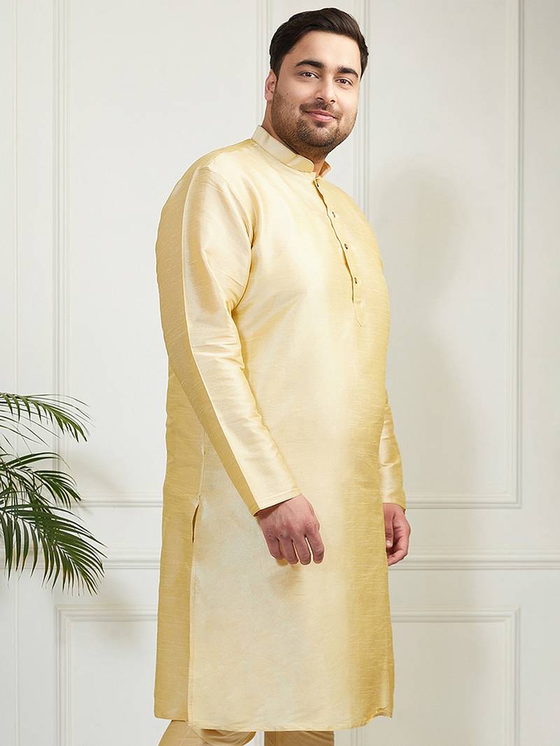 Men's gold silk blend kurta