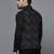 Men knitted blue block print nehru jacket