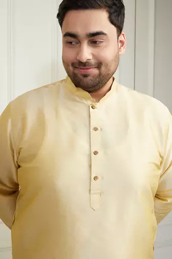 Men's gold silk blend kurta