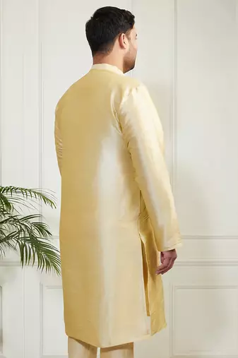Men's gold silk blend kurta