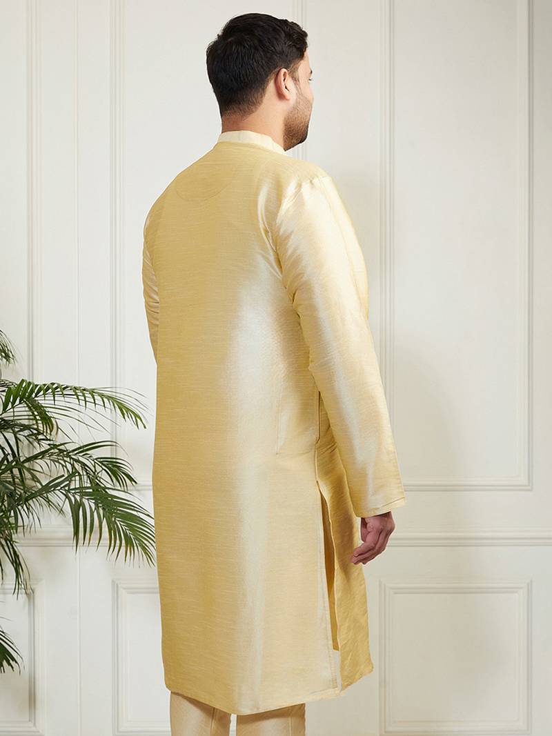 Men's gold silk blend kurta