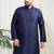 Men's navy blue silk blend kurta