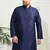 Men's navy blue silk blend kurta