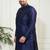 Men's navy blue silk blend kurta